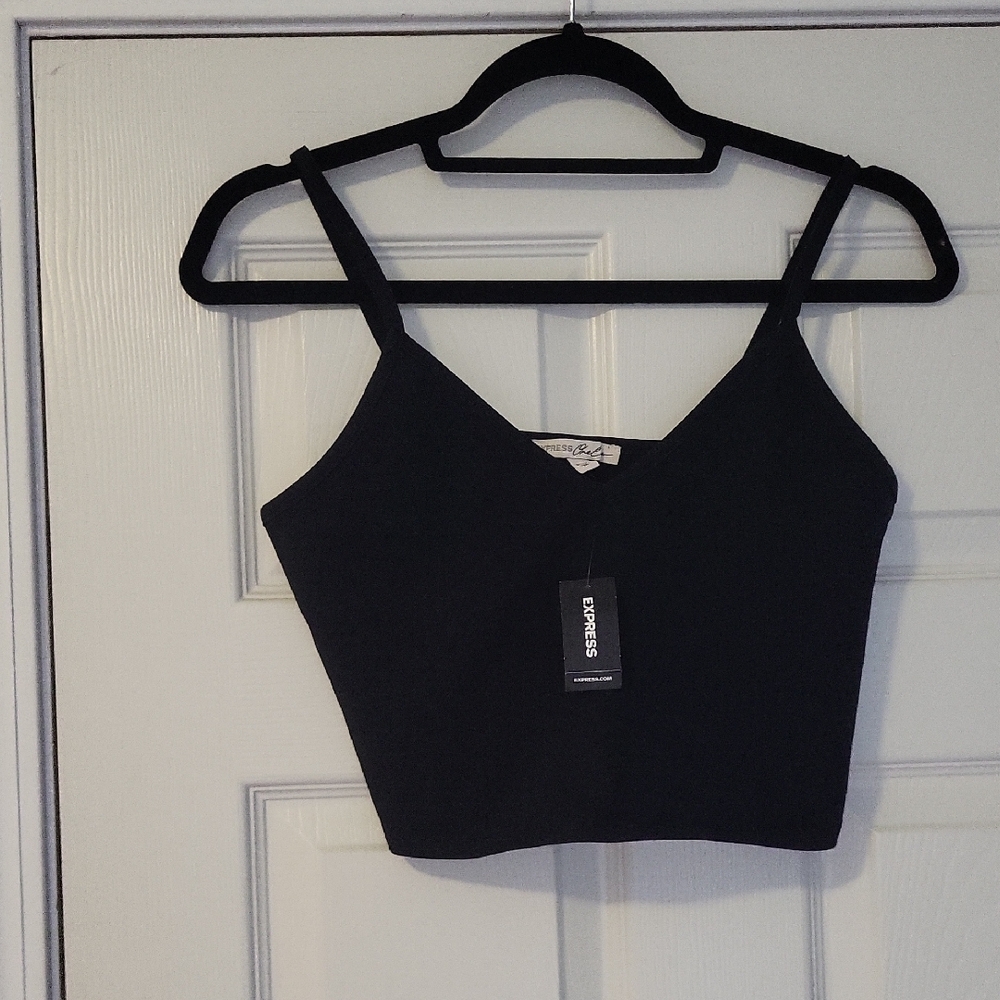 Express Black Fitted Crop Tank Top